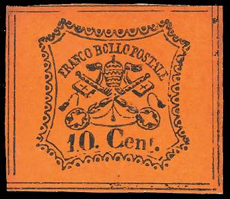 1867 - 10 cent. vermiglio arancio ... 