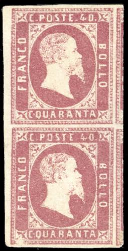 1851 - 40 cent. rosa (4), coppia ... 