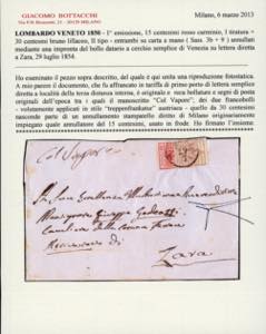 1854 - 15 cent. rosso carminio, I ... 