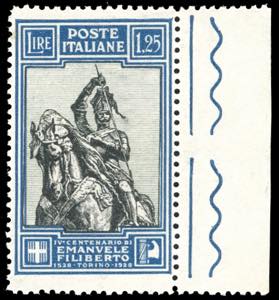 1928 - 1,25 lire Emanuele Filiberto, dent. ... 