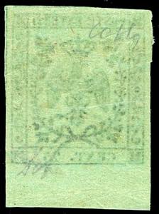 1852 - 25 cent. verde, errore di ... 