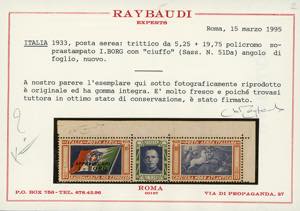1933 - 5,25 + 19,87 lire Trittico ... 