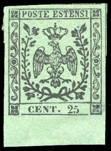 1852 - 25 cent. verde, errore di colore ... 