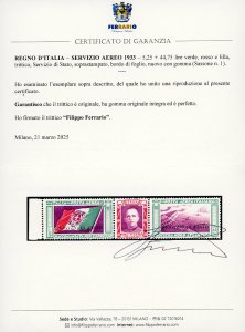 1933 - 5,25 + 44,75 lire Trittico ... 