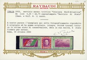 1933 - 5,25 + 44,75 lire Trittico ... 