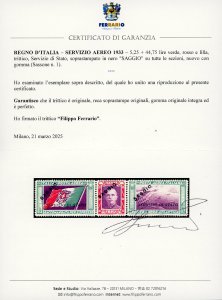 1933 - 5,25 + 44,75 Lire Trittico ... 