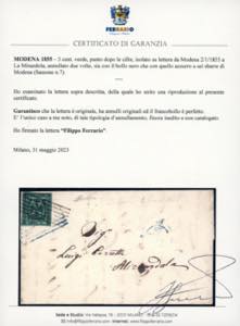 1855 - 5 cent. verde, punto dopo ... 