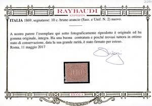 1869 - 10 cent. bruno arancio (2), ... 