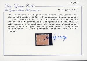 1869 - 10 cent. bruno arancio (2), ... 