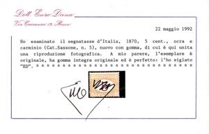1870 - 5 cent. ocra e carminio ... 