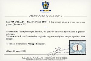 1870 - 1 lira azzurro chiaro e ... 
