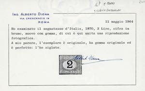 1870 - 2 lire azzurro chiaro e ... 