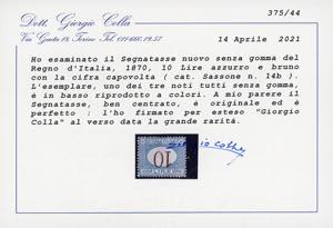 1874 - 10 lire azzurro e bruno, ... 