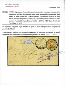 1920 - 10 cent. arancio e carminio ... 