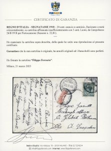 1918 - 20 cent. arancio e carminio ... 