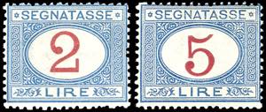 1903 - 2 lire e 5 lire azzurro e carminio ... 
