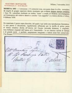 1858 - 10 cent. rosa, punto dopo ... 