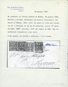 1858 - 10 cent. rosa, errore ... 