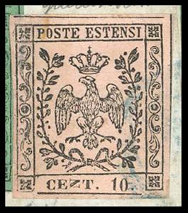 1858 - 10 cent. rosa, errore ... 