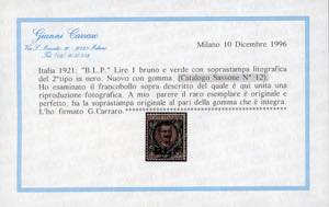 1922/23 - 1 lira soprastampa BLP ... 