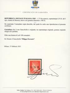 1943 - 1,75 lire, soprastampa ... 