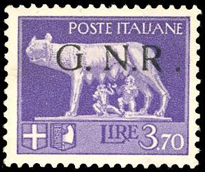 1944 - 3,70 lire, soprastampa G.N.R. di ... 