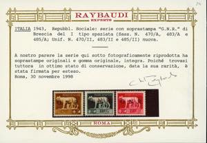 1943 - 5 cent., 2,55 lire, 5 lire, ... 