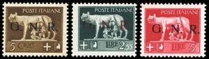 1943 - 5 cent., 2,55 lire, 5 lire, ... 
