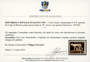 1943 - 5 cent., soprastampa G.N.R. ... 