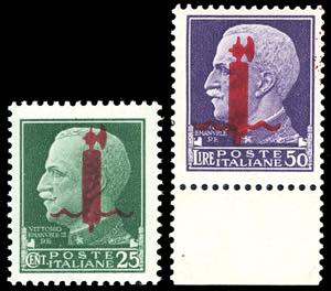 1944 - 25 cent. soprastampa fascio carminio ... 