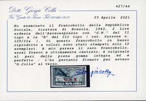 1943 - 2 lire ardesia, soprastampa ... 