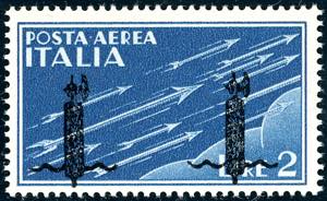 POSTA AEREA 1944 - 2 lire azzurro, ... 