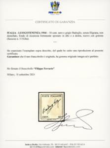 1944 - 50 cent. nero e grigio ... 