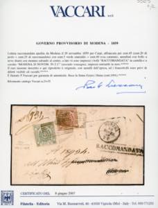 1859 - 40 cent. rosa carminio, 5 ... 