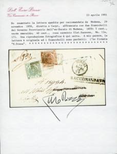 1859 - 40 cent. rosa carminio, 5 ... 