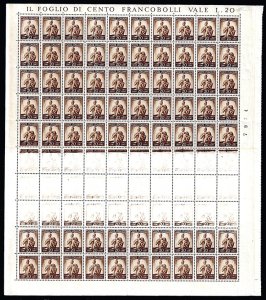 1945 - 20 cent. Democratica, foglio completo ... 