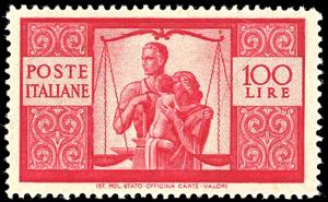 1945 - 100 lire Democratica, filigrana ruota ... 