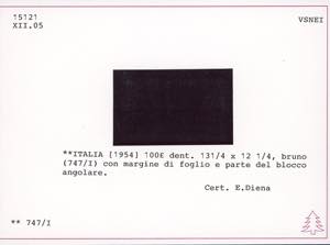 1954 - 100 lire Turrita, filigrana ... 