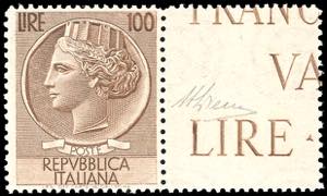 1954 - 100 lire Turrita, filigrana ruota, ... 