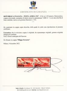 1947 - 6 lire su 3,20 arancio, ... 