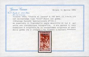 1952 - 100 lire Lavoro, dent. 13 ... 