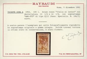 1952 - 100 lire Lavoro, dent. 13 ... 