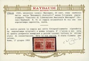 MACCAGNO 1945 - 20 cent. Monumenti ... 