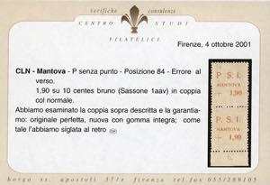MANTOVA 1945 -1,90 lire su 10 ... 