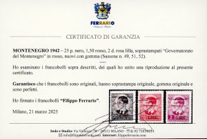 MONTENEGRO 1942 - Soprastampati in ... 