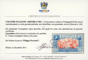 1923 - 1 lira Propaganda Fide, ... 