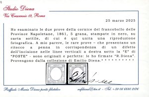 1861 - 5 grana, prova di stampa in ... 