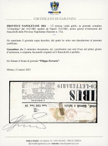 1861 - 1/2 tornese verde giallo ... 