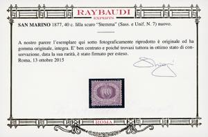 1877 - 40 cent. lilla scuro Stemma ... 