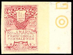 1910 - 15 cent. rosa Stemma, fondo ... 